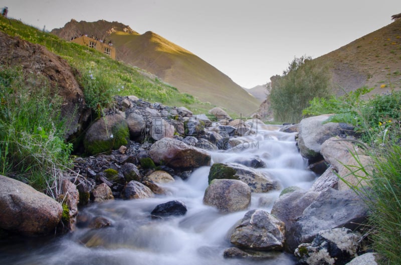 山,小溪,巴米扬大佛,阿富汗,水平画幅,岩石,无人,河流,户外,摄影