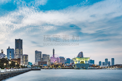 横滨,夜晚,海港,山下公园,横滨高速铁路,办公园区,摩天轮,神奈川县,天空,水平画幅
