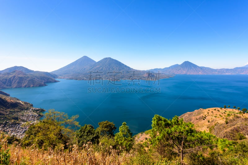 危地马拉,火山,风景,苏格兰高地,阿蒂特兰湖,巴纳哈契,火山地形,水,天空,水平画幅