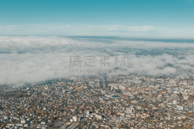 奥地利,城市,巨大的,雾,早晨,航拍视角,云,屋顶,博登湖,福拉尔贝格州