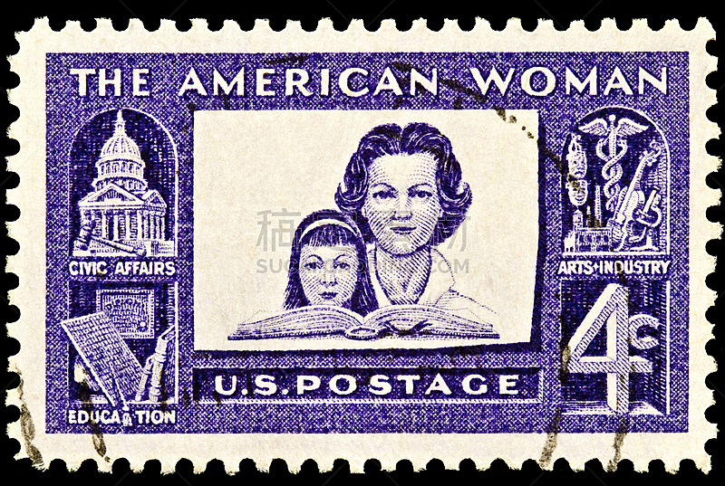 女人,美国,艺术,水平画幅,人,邮戳,黑色背景,工业,1960年-1969年,邮件