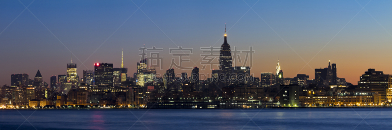 黎明,全景,纽约州,曼哈顿中心,曼哈顿时代广场,哈德逊河,河岸,风景,橙色,建筑结构
