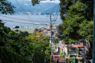 海洋,居住区,平衡折角灯,风景,看风景,城镇景观,水平画幅,地形,无人,日本