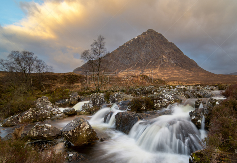 布阿柴尔艾提莫峰,苏格兰,river etive,格伦科,苏格兰高地,自然,美,水平画幅,地形,瀑布