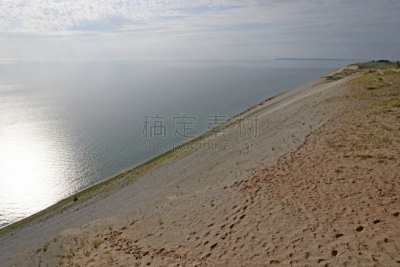 树荫,沙丘,湖岸,太阳,水,美,水平画幅,沙子,无人,偏远的