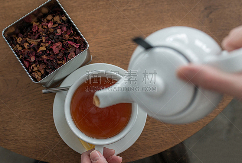 茶,杯,花盆,透过窗户往外看,芳香的,水平画幅,传统,茶碟,早晨,饮料