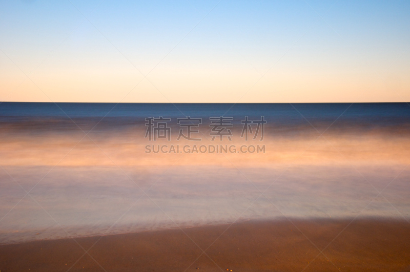 桑迪胡克,长时间曝光,波浪,海滩,河岸,水平画幅,沙子,无人,日光