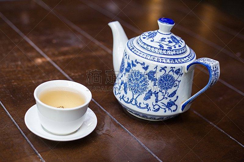 茶馆,茶壶,杯,点心,中国食品,绿茶,茶杯,瓷器,水平画幅,无人