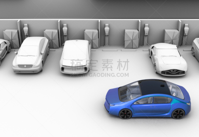 停车场,汽车,青绿色,水平画幅,高视角,无人,陆用车,混合动力汽车,单色调,混合动力车