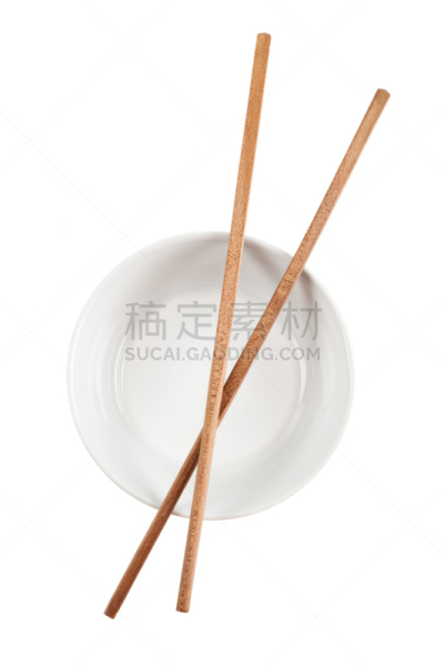 空碗,筷子,垂直画幅,饮食,木制,无人,白色背景,背景分离,特写,影棚拍摄