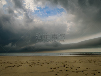法国,云,空的,雷雨,海滩,平衡折角灯,北,沙丘,靠近,布雷
