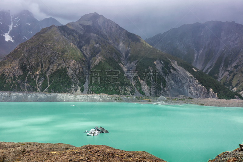 风景,新西兰,水,美,新的,水平画幅,云,雪,无人,夏天