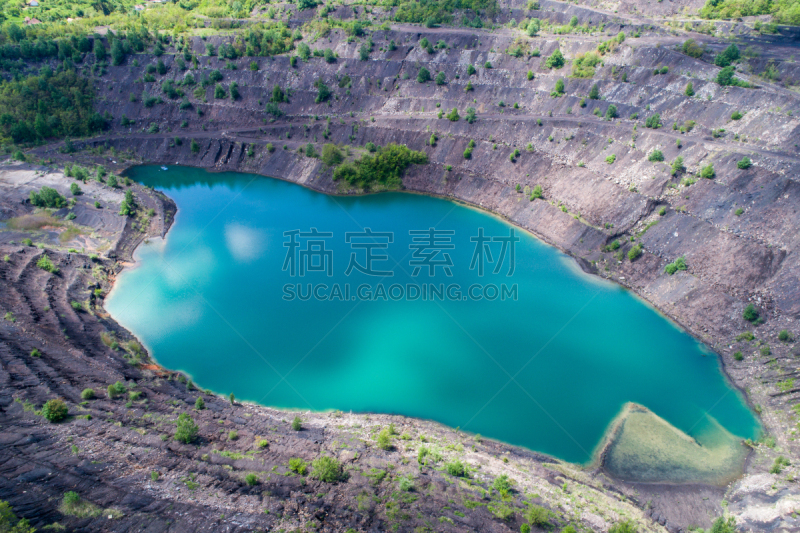 矿,湖,航拍视角,深的,水貂湖,巴兰尼亚,维修站,铜矿,洞穴,铜