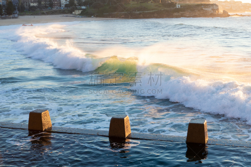 波浪,潮水坑,自然,水,天空,美,coogee,水平画幅,地形,沙子
