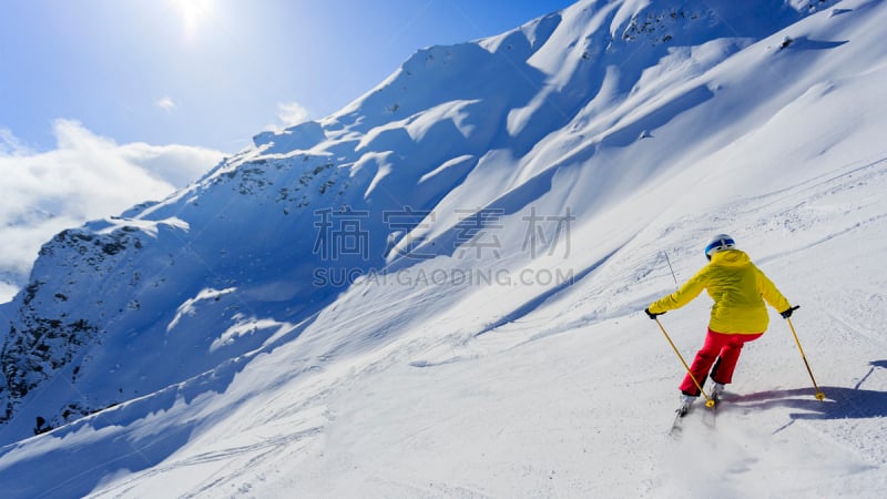 滑雪坡,滑雪运动,水平画幅,雪,户外,白人,运动,特技,冬天,活动