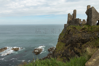 达鲁斯古堡,波特拉什,爱尔兰,悬崖,水平画幅,建筑,无人,大西洋,户外,建筑结构
