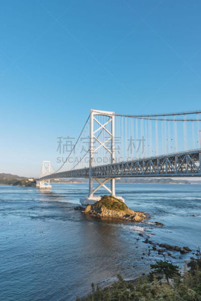 大鸣门桥,垂直画幅,美,鸣门海峡,无人,淡路岛,索桥,户外,多车道公路,建筑业
