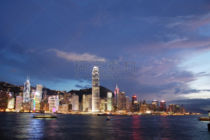 中环,太平山,水平画幅,建筑,夜晚,无人,海港,户外,霓虹灯,公司企业