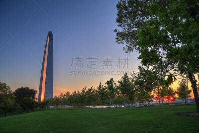 密苏里,圣路易斯城,圣路易斯拱门,水平画幅,无人,户外,滨水,都市风景,美国中西部地区,著名景点
