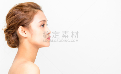 美,女孩,一半的,图像,盘发,疙瘩,虚荣,粉刺,关节,防晒霜
