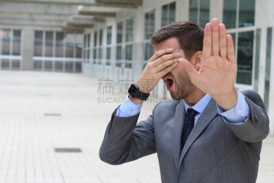 男商人,概念,人的眼睛,半身像,套装,经理,仅男人,仅成年人,停止标志,青年人