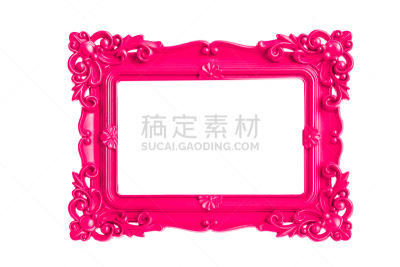 塑胶,现代,古董,分离着色,色彩鲜艳,相框,白色背景,红色,空的,空白的