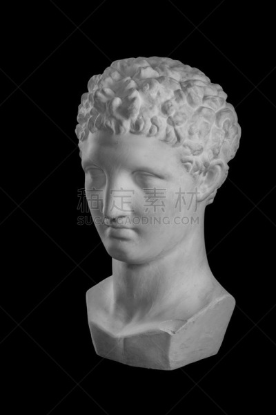White plaster bust sculpture portrait of the men Hermes