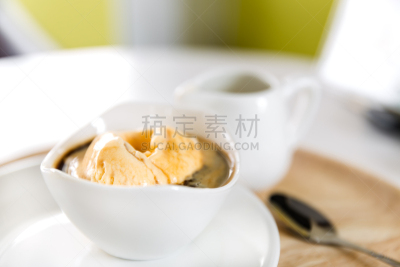 阿芙佳朵冰淇淋,冰淇淋,咖啡,自制的,意大利冰淇淋,褐色,咖啡馆,水平画幅,浓咖啡,饮料