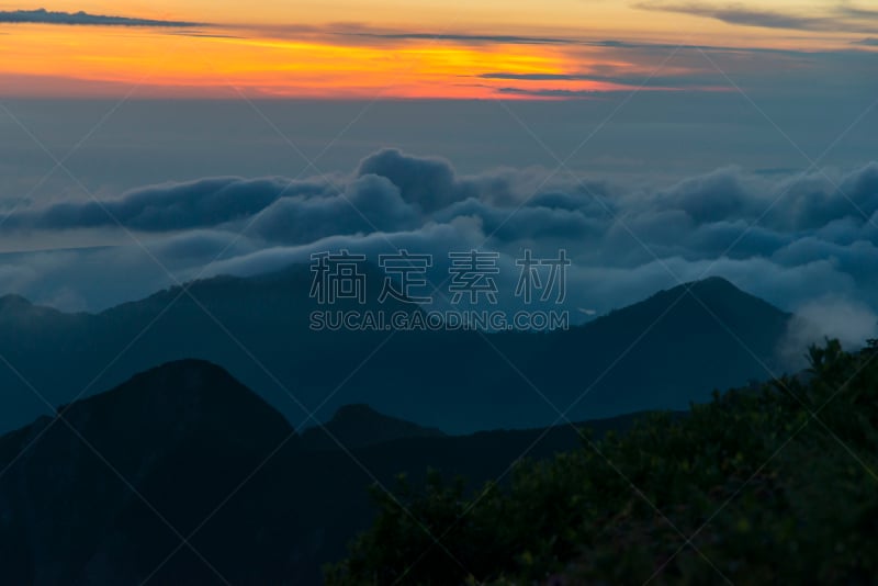 风景,黎明,山,daisen,日本,鸟取,活力,运动,云景,云