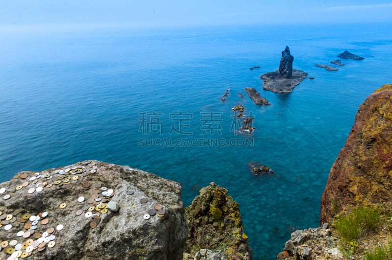 夏天,海洋,蓝色,斗篷,北,北海道,水,天空,里山,高视角