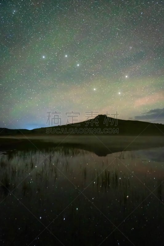 北斗七星,地形,户外,夜晚,夏天,暗色,绿色,安静,自然美,灵性