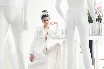 现代,青年人,女人,衣服,棕色头发,非凡的,美,彩妆,水平画幅,形状