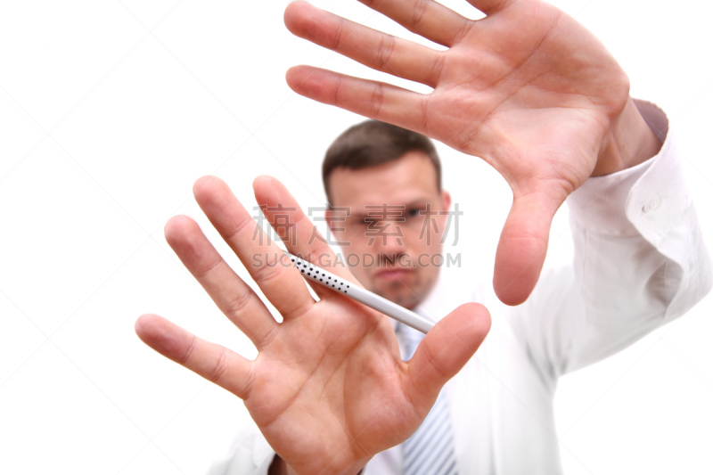 手指框,焦点,边框,拇指,人,白色背景,仅一个男人,白人,概念和主题,估计
