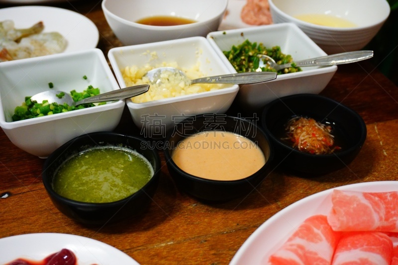 开胃酱,涮涮锅,寿喜烧,水平画幅,生食,膳食,组物体,泰国,清新,蔬菜