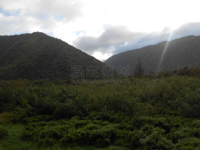 夏威夷大岛,阳光光束,山谷,哈玛库亚海岸,威毕欧山谷,夏威夷人,水平画幅,山,户外,魟