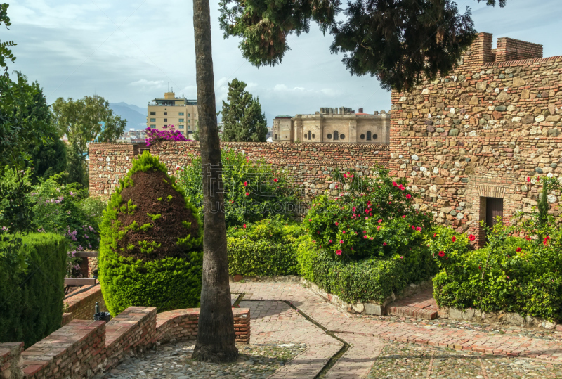 西班牙,马拉加省,alcazaba,美,艺术,摩尔人风格,水平画幅,古老的,户外,要塞