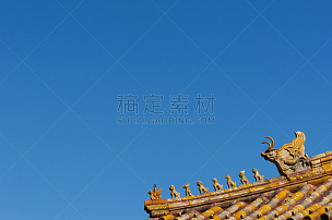 故宫,雕塑,北京,建筑外部,大特写,屋顶,国际著名景点,彩色图片,天空,艺术