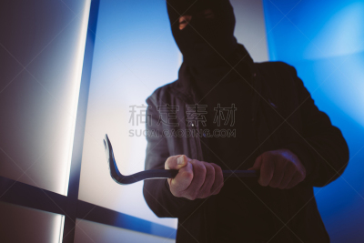 夜贼,铁撬,房屋,伪饰,水平画幅,夜晚,入室行窃,开着的,家庭保险