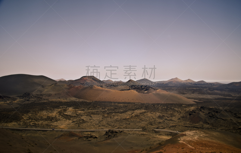 兰萨罗特岛,火山口,全景,timanfaya national park,公园,褐色,水平画幅,沙子,无人,火山地形