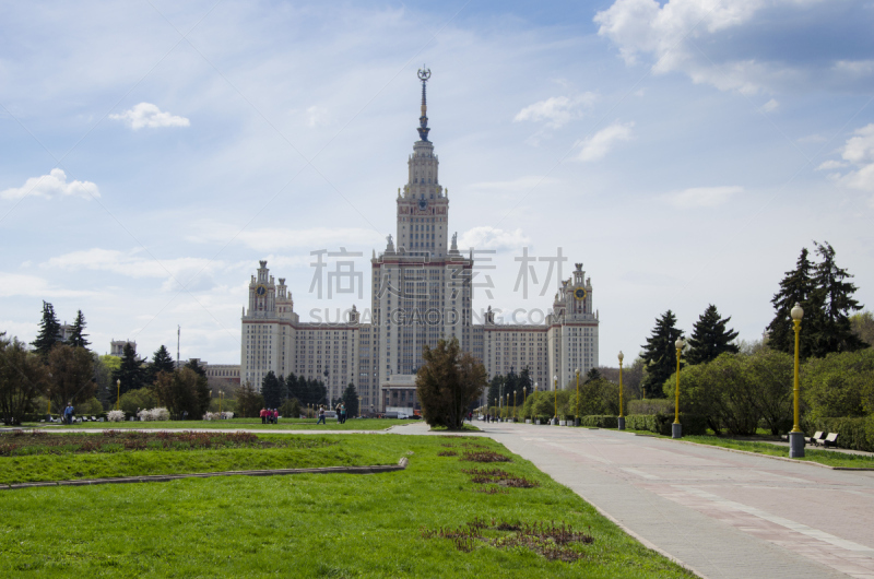 大学,莫斯科,州,mikhail lomonosov,外立面,水平画幅,建筑,无人,科学,夏天