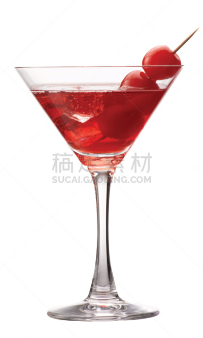 鸡尾酒,背景分离,马提尼,马提尼酒杯,垂直画幅,饮食,水果,樱桃,无人,玻璃