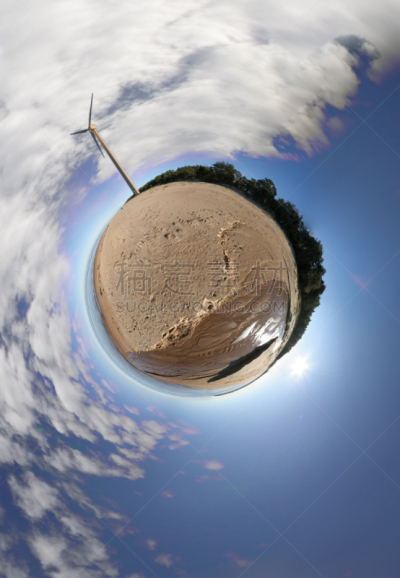 风力,小星球的格式,360度景观,鱼眼镜头,中长距离,垂直画幅,天空,未来,山,能源