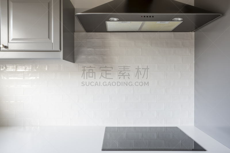 白色,瓷砖,砖,厨房,新的,水平画幅,无人,抽油烟机,家具,家居设施