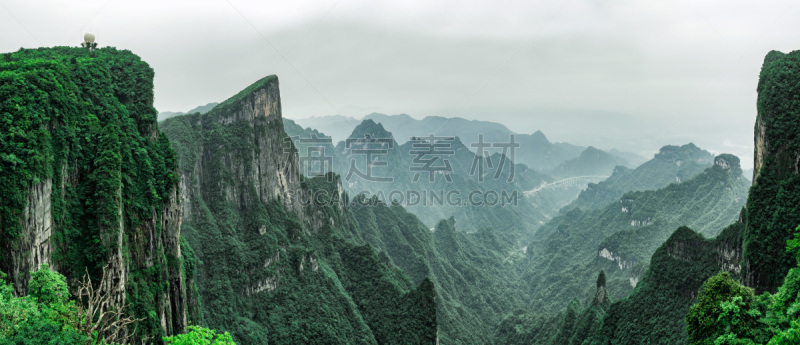 雾,中国,亚洲,湖南省,接力赛,天堂之门,森林,天门山,绿色,水平画幅