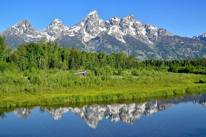 山,山脉,风景,自然美,水,国家公园,水平画幅,无人,怀俄明,纯净