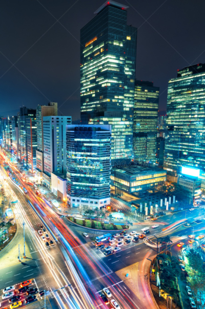 交通,江南区,首尔,垂直画幅,夜晚,无人,户外,都市风景,夜生活,韩国
