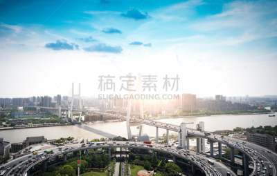 南浦大桥,交通,上海,运动模糊,黄昏,背景,拥挤的,接力赛,商务策略,水平画幅