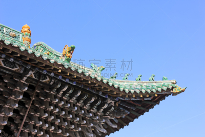 特写,屋顶,瓦,面无表情,灵性,人的头部,古董,水平画幅,传统,寺庙