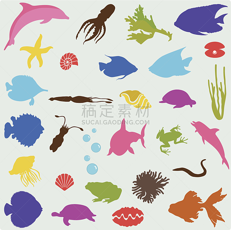 海洋生命,背景,两只动物,水,休闲活动,绘画插图,海豚,水下,鲨鱼,海产