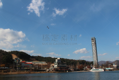 韩国,风景,秋天,岛,春川,汉江,轮廓跟踪,滑索,首尔,水坝